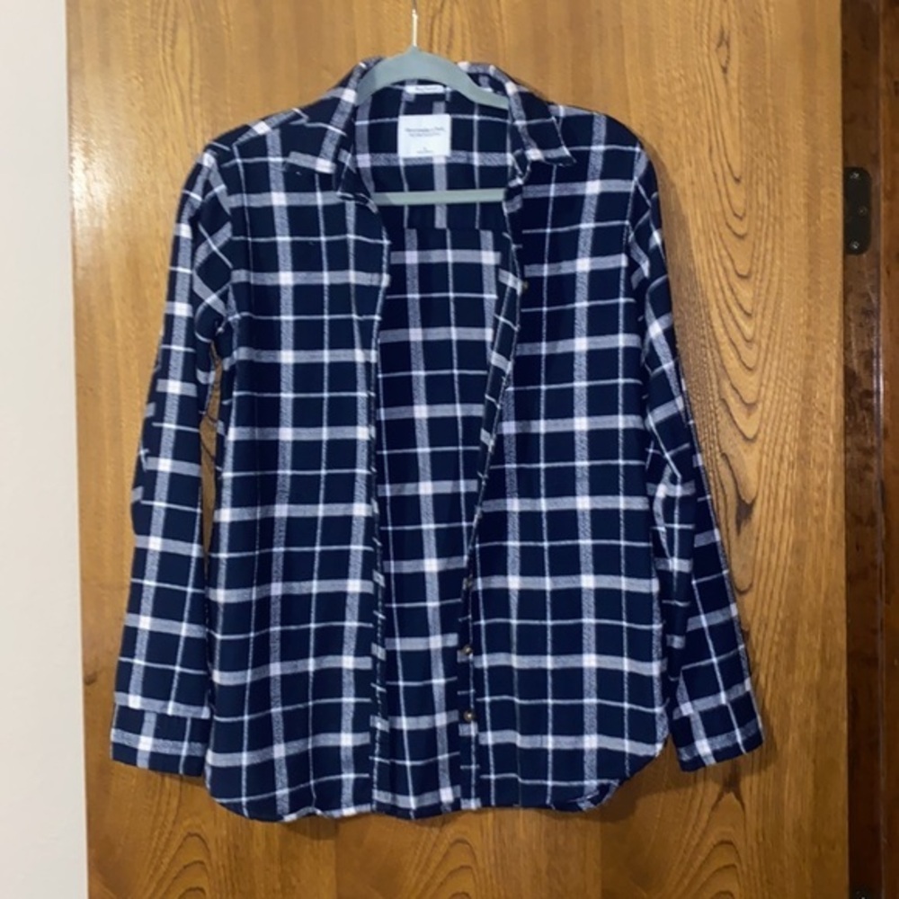 Abercrombie & Fitch Boyfriend Fit Soft Plaid Button Down Long Sleeve Shirt S